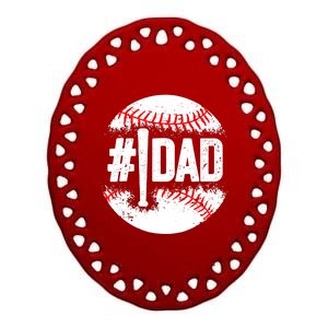 Baseball Number One Daddy Son Baseball Father's Day Ceramic Oval Ornament