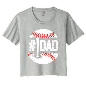 Baseball Number One Daddy Son Baseball Father's Day Women's Crop Top Tee