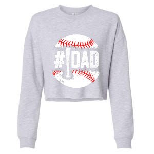 Baseball Number One Daddy Son Baseball Father's Day Cropped Pullover Crew