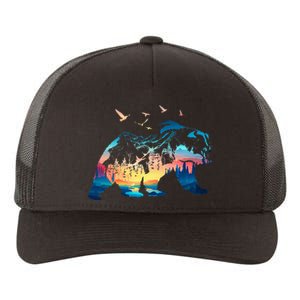 Bear Nature Outdoor Mountains Forest Trees Bear Wildlife Yupoong Adult 5-Panel Trucker Hat