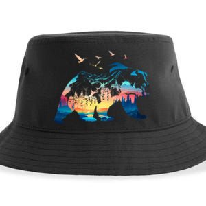 Bear Nature Outdoor Mountains Forest Trees Bear Wildlife Sustainable Bucket Hat