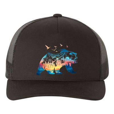 Bear Nature Outdoor Mountains Forest Trees Bear Wildlife Yupoong Adult 5-Panel Trucker Hat