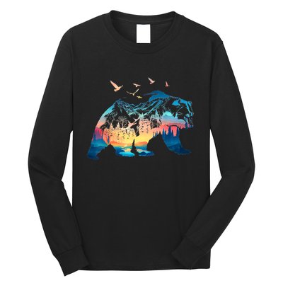 Bear Nature Outdoor Mountains Forest Trees Bear Wildlife Long Sleeve Shirt