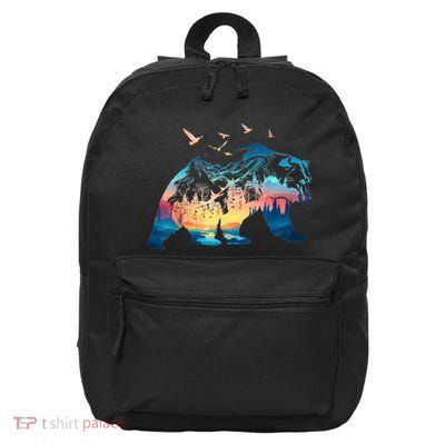 Bear Nature Outdoor Mountains Forest Trees Bear Wildlife 16 in Basic Backpack