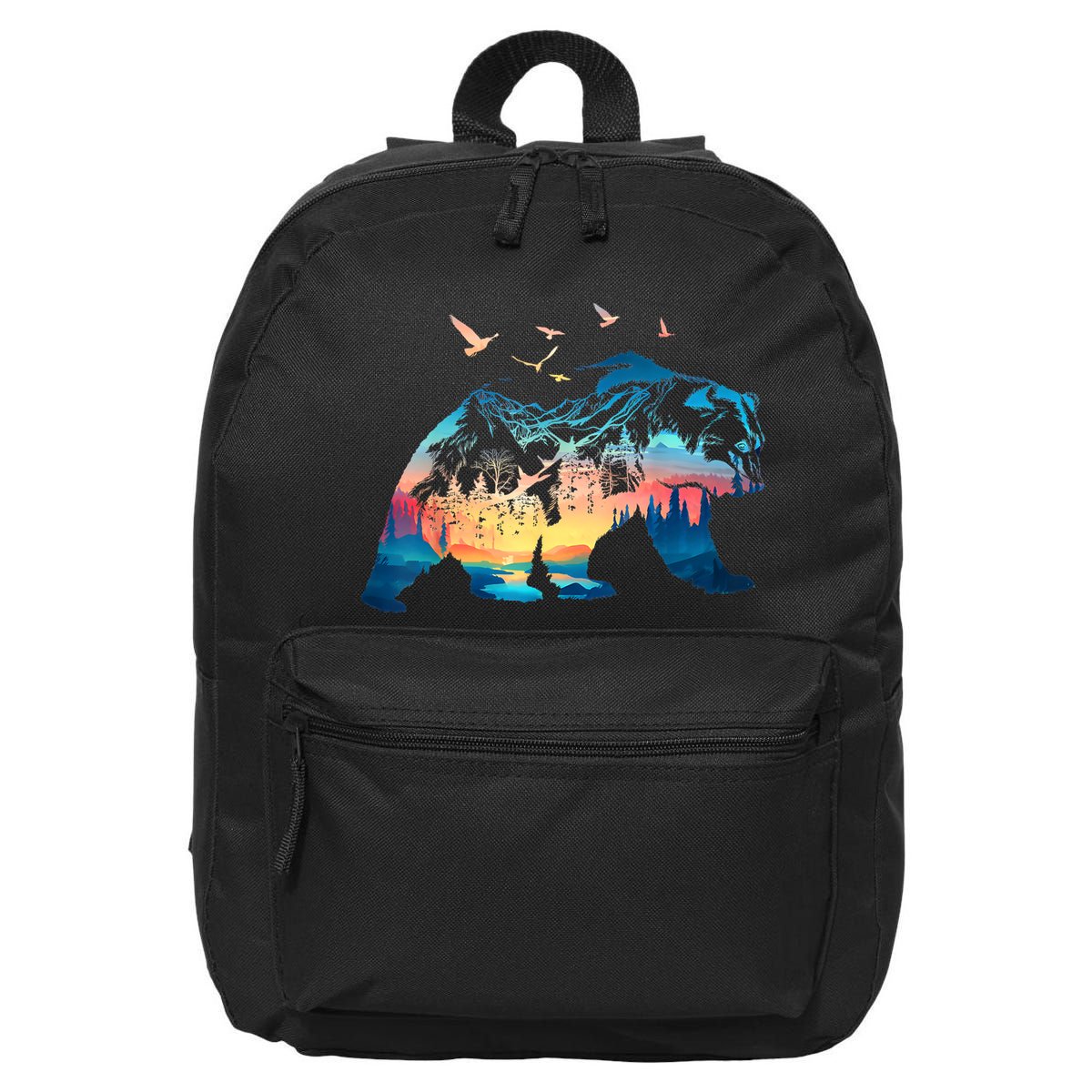 Bear Nature Outdoor Mountains Forest Trees Bear Wildlife 16 in Basic Backpack