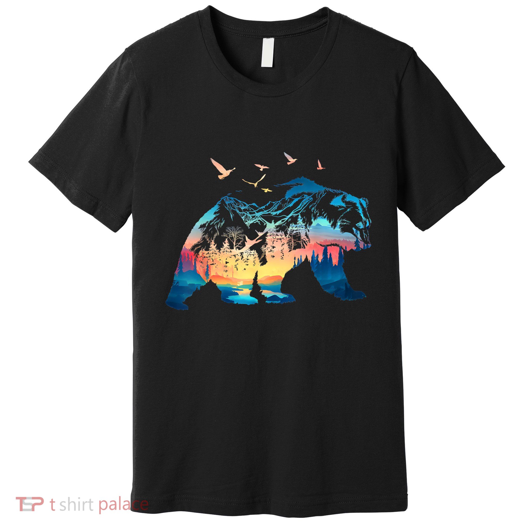 Bear Nature Outdoor Mountains Forest Trees Bear Wildlife Premium T-Shirt