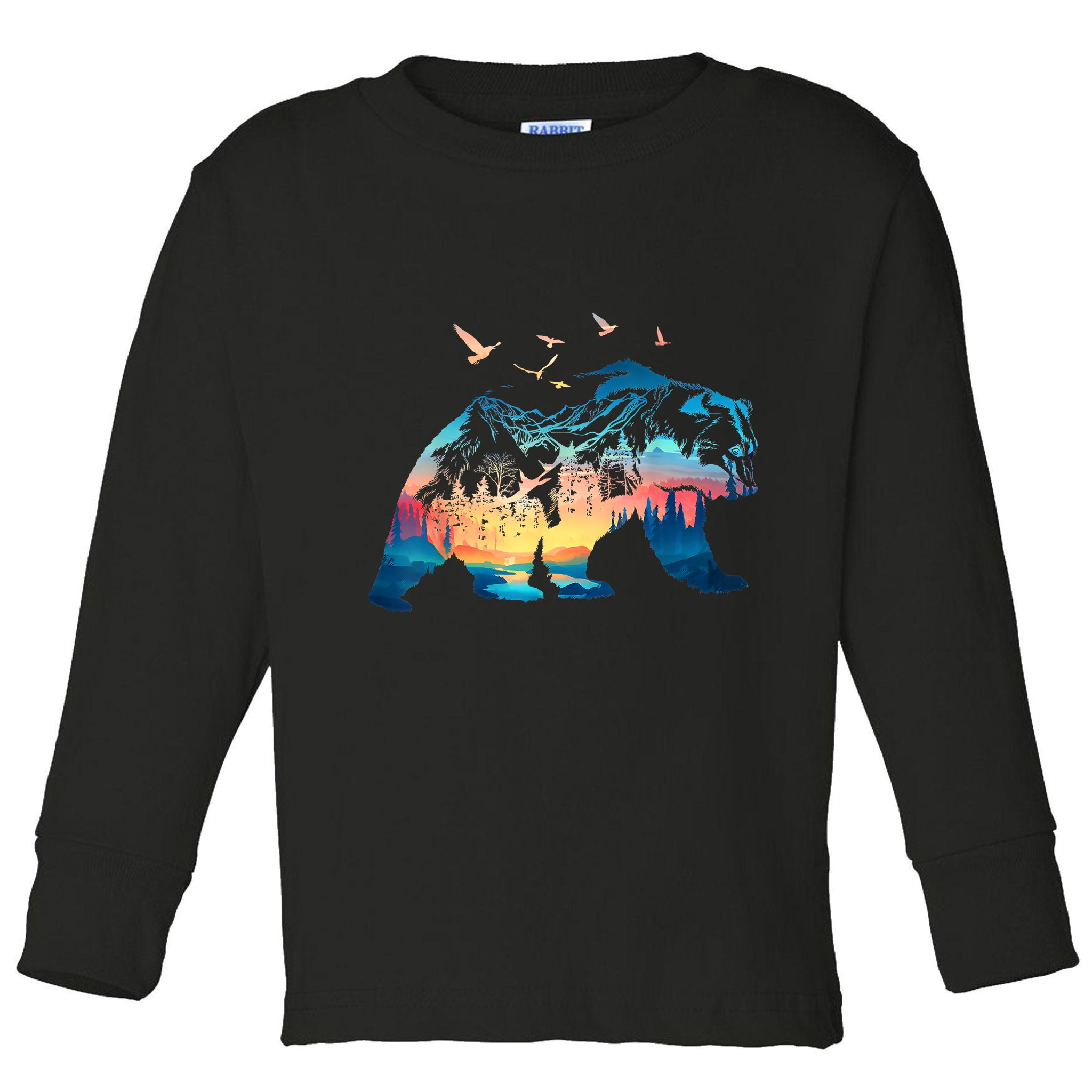Bear Nature Outdoor Mountains Forest Trees Bear Wildlife Toddler Long Sleeve Shirt