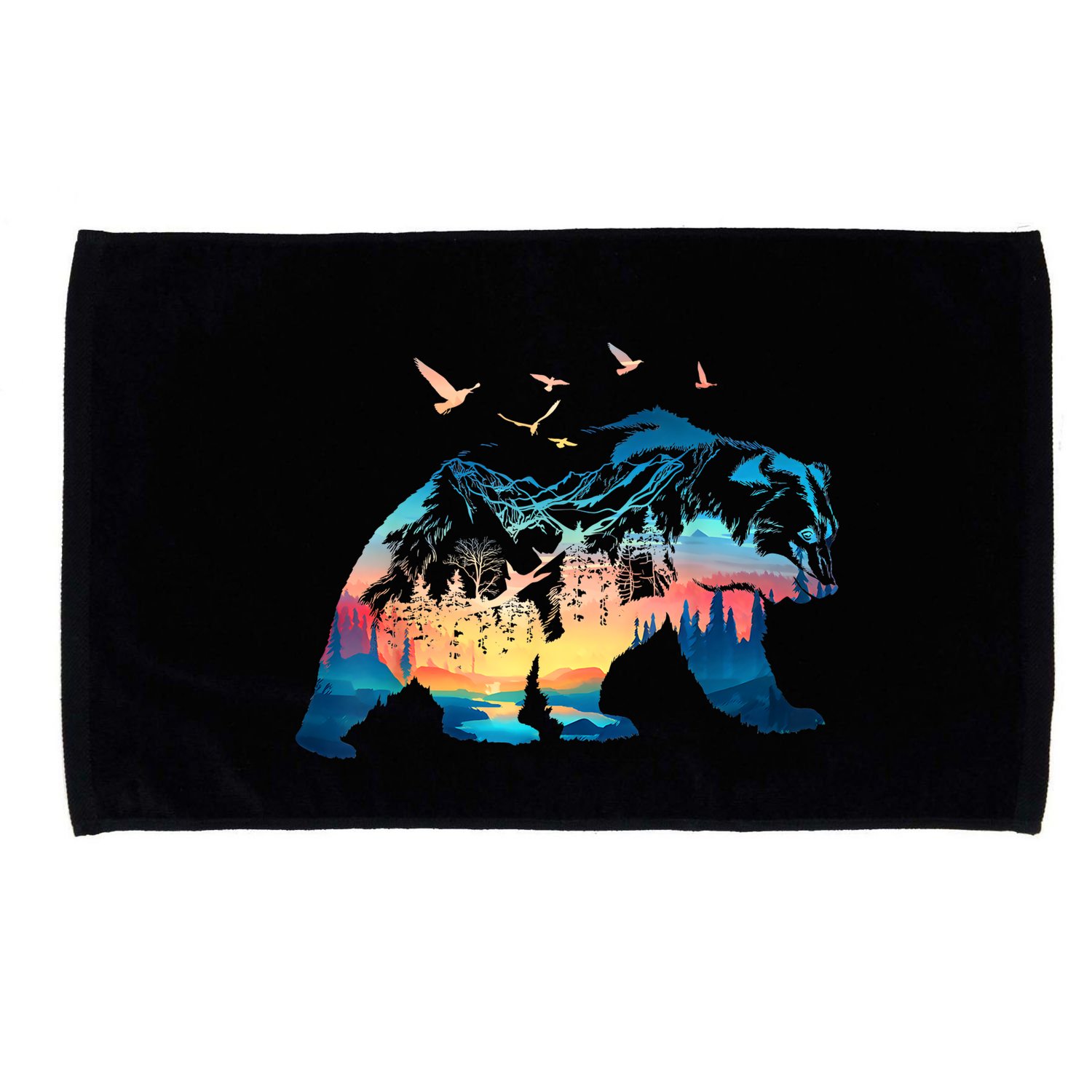 Bear Nature Outdoor Mountains Forest Trees Bear Wildlife Microfiber Hand Towel