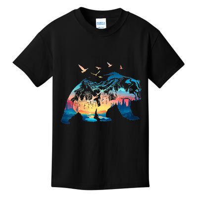Bear Nature Outdoor Mountains Forest Trees Bear Wildlife Kids T-Shirt