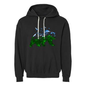 Bear Nature Outdoor Mountains Forest Trees Bear Wildlife Garment-Dyed Fleece Hoodie