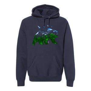 Bear Nature Outdoor Mountains Forest Trees Bear Wildlife Premium Hoodie