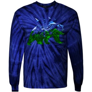 Bear Nature Outdoor Mountains Forest Trees Bear Wildlife Tie-Dye Long Sleeve Shirt