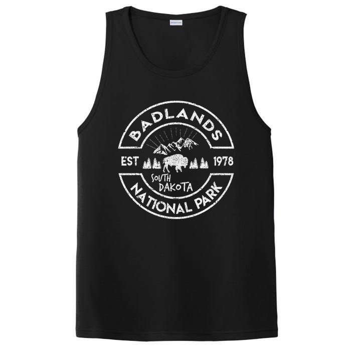 Badlands National Park Retro Hiking Vintage South Dakota PosiCharge Competitor Tank