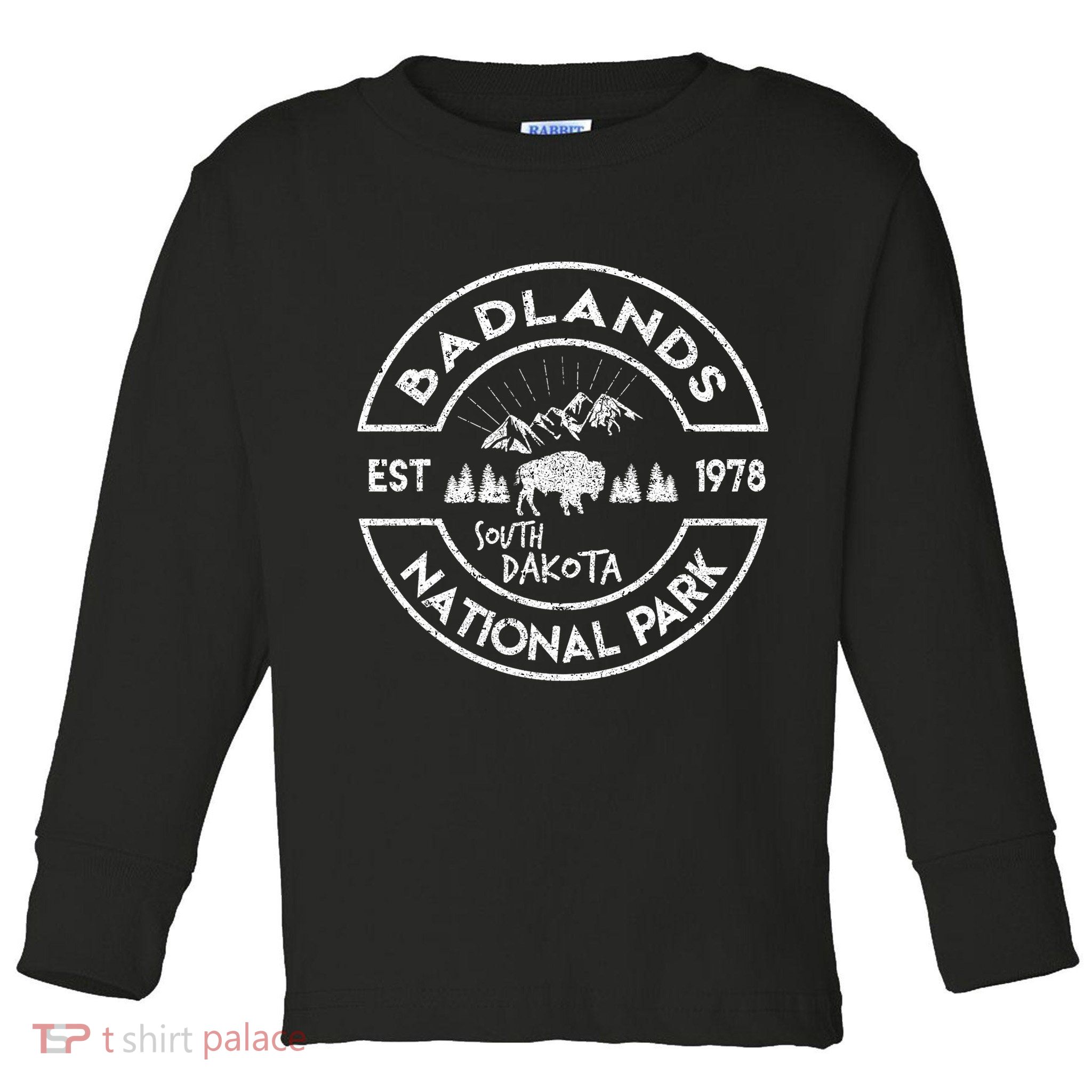 Badlands National Park Retro Hiking Vintage South Dakota Toddler Long Sleeve Shirt