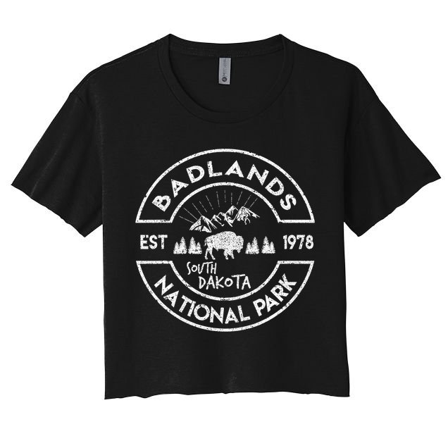 Badlands National Park Retro Hiking Vintage South Dakota Crop Top
