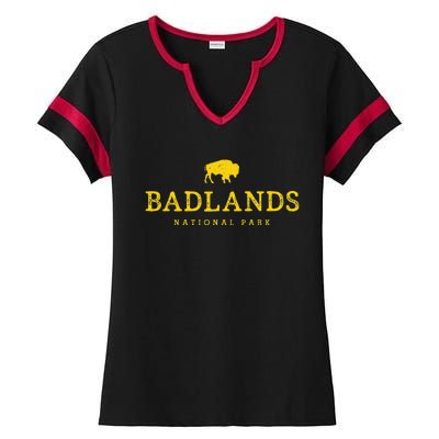 Badlands National Park Bison South Dakota Buffalo Souvenir Ladies Halftime Notch Neck Tee