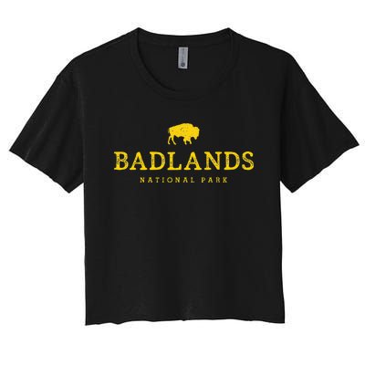 Badlands National Park Bison South Dakota Buffalo Souvenir Women's Crop Top Tee