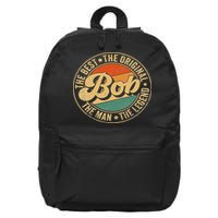 Bob Name Personal Gifts First Name Retro Bob Father's Day 16 in Basic Backpack