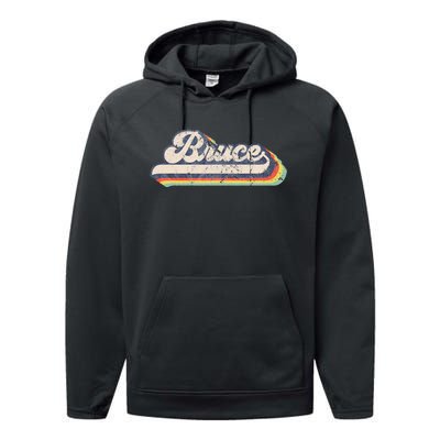 Bruce Name Personalized Vintage Retro Performance Fleece Hoodie