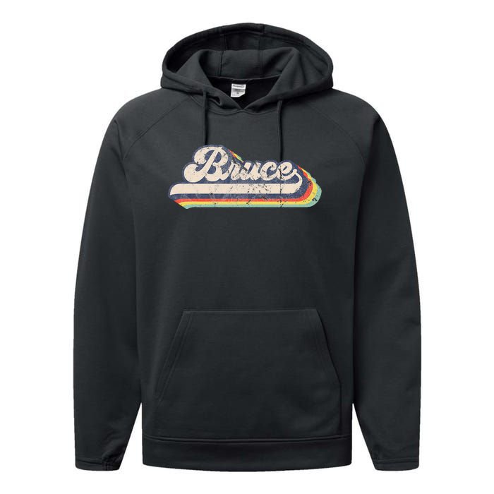 Bruce Name Personalized Vintage Retro Performance Fleece Hoodie