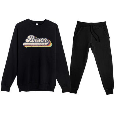 Bruce Name Personalized Vintage Retro Premium Crewneck Sweatsuit Set