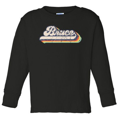 Bruce Name Personalized Vintage Retro Toddler Long Sleeve Shirt