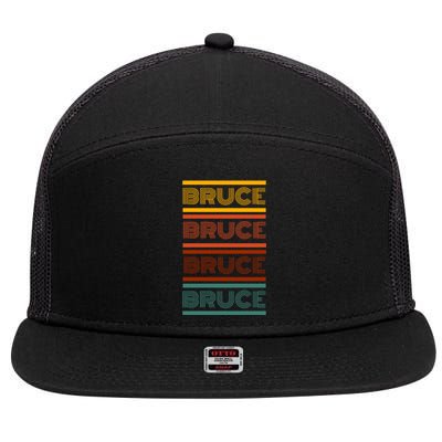 Bruce Name Personalized Vintage Retro 7 Panel Mesh Trucker Snapback Hat