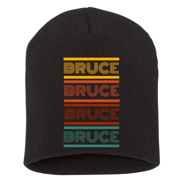 Bruce Name Personalized Vintage Retro Short Acrylic Beanie