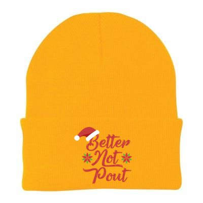 Better Not Pout Funny Christmas Song Santa Hat Holidays Funny Gift Knit Cap Winter Beanie