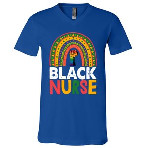 Black Nurse Power Rainbow African Black History Meaningful Gift V-Neck T-Shirt