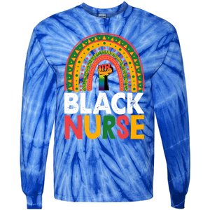 Black Nurse Power Rainbow African Black History Meaningful Gift Tie-Dye Long Sleeve Shirt