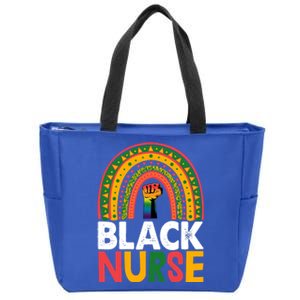 Black Nurse Power Rainbow African Black History Meaningful Gift Zip Tote Bag