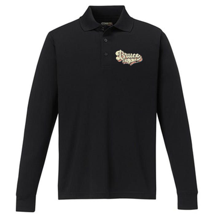 Bruce Name Personalized Performance Long Sleeve Polo