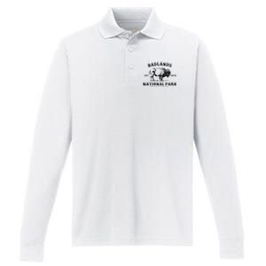 Badlands National Park South Dakota American Bison Souvenir Performance Long Sleeve Polo