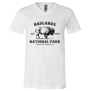 Badlands National Park South Dakota American Bison Souvenir V-Neck T-Shirt