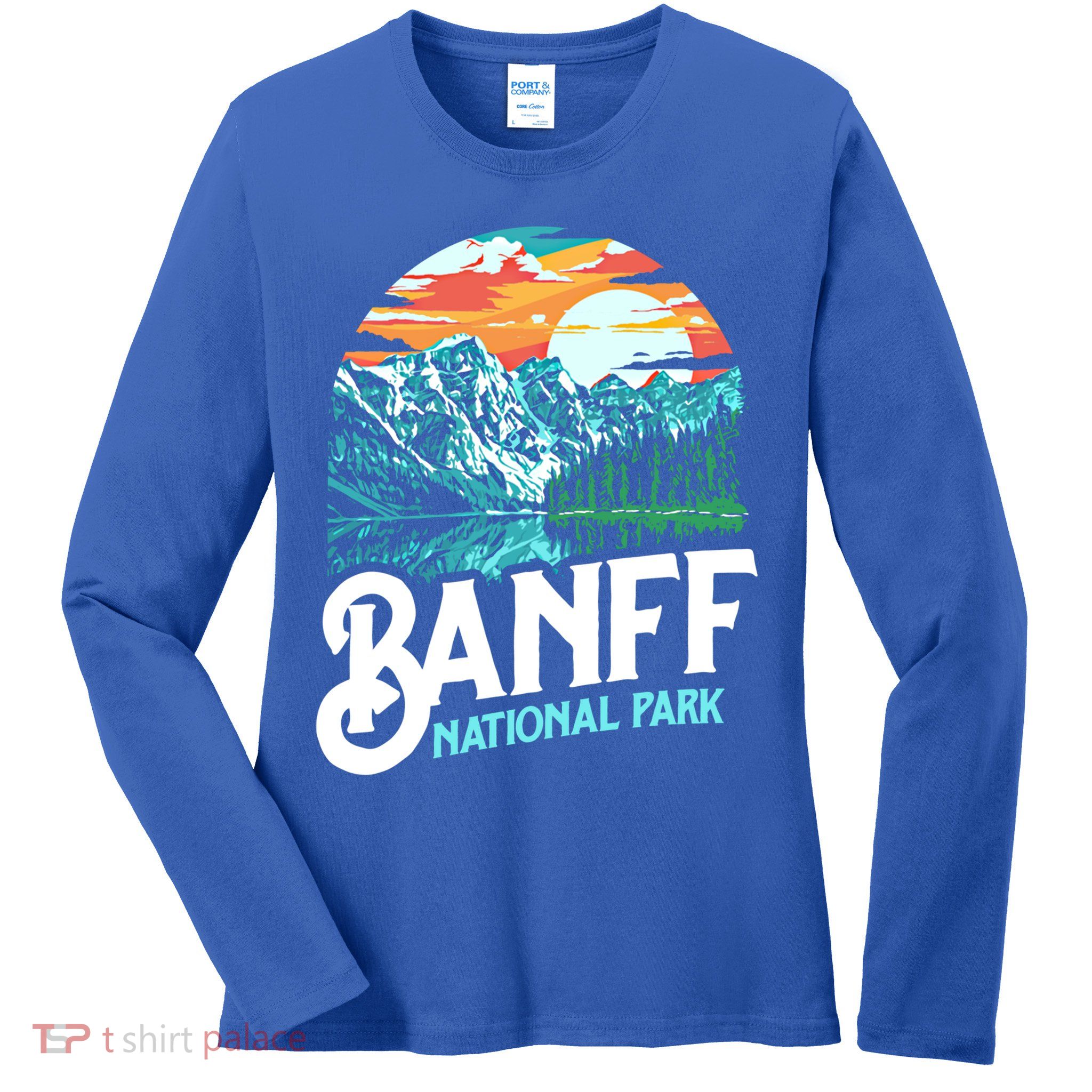 Banff National Park Lake Louise Canada Vintage Graphic Funny Gift Ladies Long Sleeve Shirt