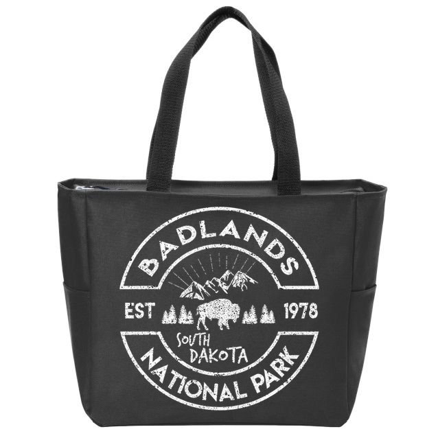 Badlands National Park Retro Hiking Vintage South Dakota Mom Zip Tote Bag
