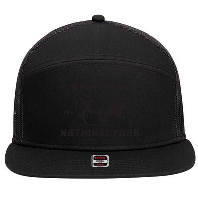 Badlands National Park South Dakota American Bison Souvenir 7 Panel Mesh Trucker Snapback Hat