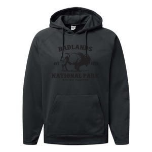 Badlands National Park South Dakota American Bison Souvenir Performance Fleece Hoodie