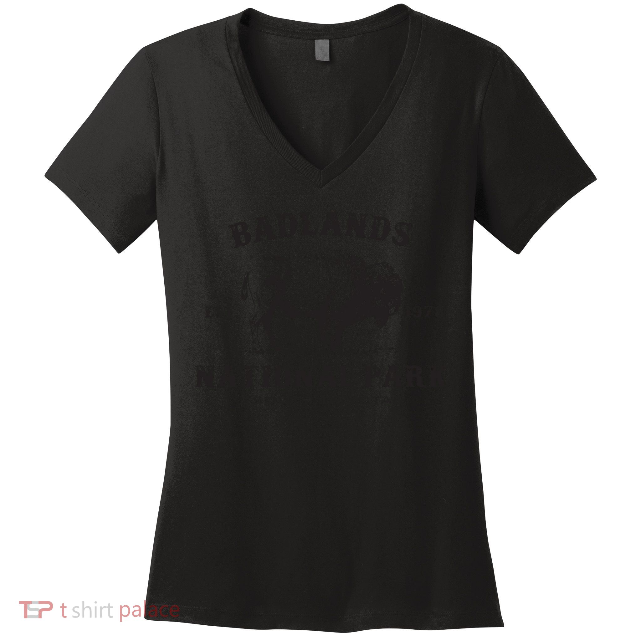 Badlands National Park South Dakota American Bison Souvenir Women's V-Neck T-Shirt