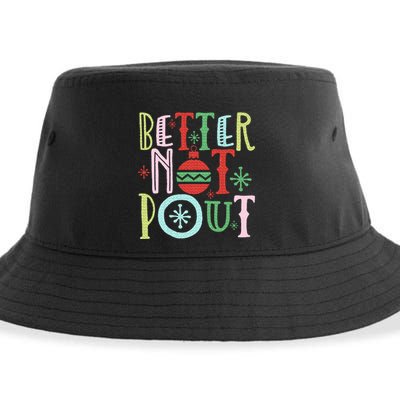 Better Not Pout Funny Christmas Pun Gift Distressed Sustainable Bucket Hat