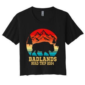 Badlands National Park South Dakota Buffalo Bison Road Trip Women's Crop Top Tee