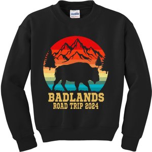 Badlands National Park South Dakota Buffalo Bison Road Trip Kids Sweatshirt