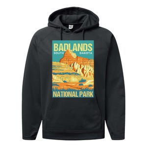 Badlands National Park South Dakota Poster Design Performance Fleece Hoodie