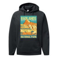 Badlands National Park South Dakota Poster Design Performance Fleece Hoodie