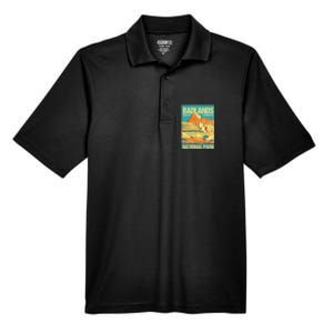 Badlands National Park South Dakota Poster Design Men's Origin Performance Pique Polo