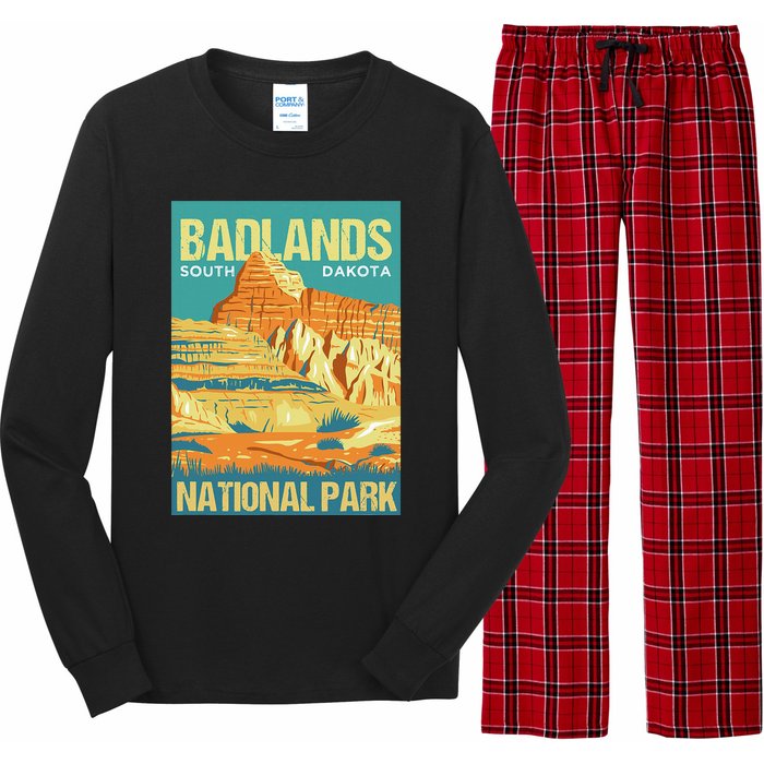 Badlands National Park South Dakota Poster Design Long Sleeve Pajama Set