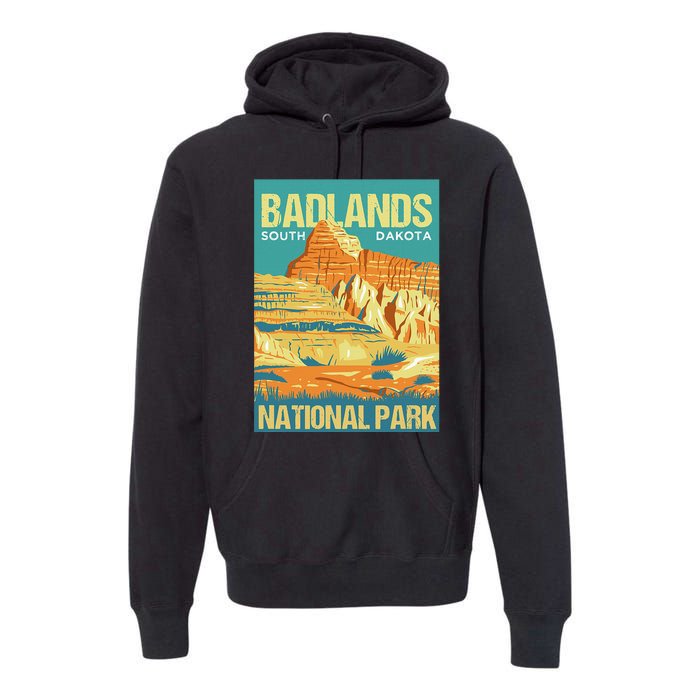 Badlands National Park South Dakota Poster Design Premium Hoodie