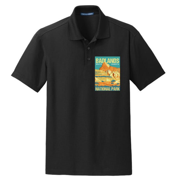 Badlands National Park South Dakota Poster Design Dry Zone Grid Polo