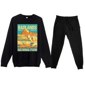 Badlands National Park South Dakota Poster Design Premium Crewneck Sweatsuit Set